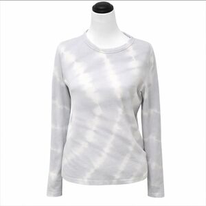 Gap Forever Soft Tee, Womens Sz M Long Sleeve, Gray And White Tie Dye
